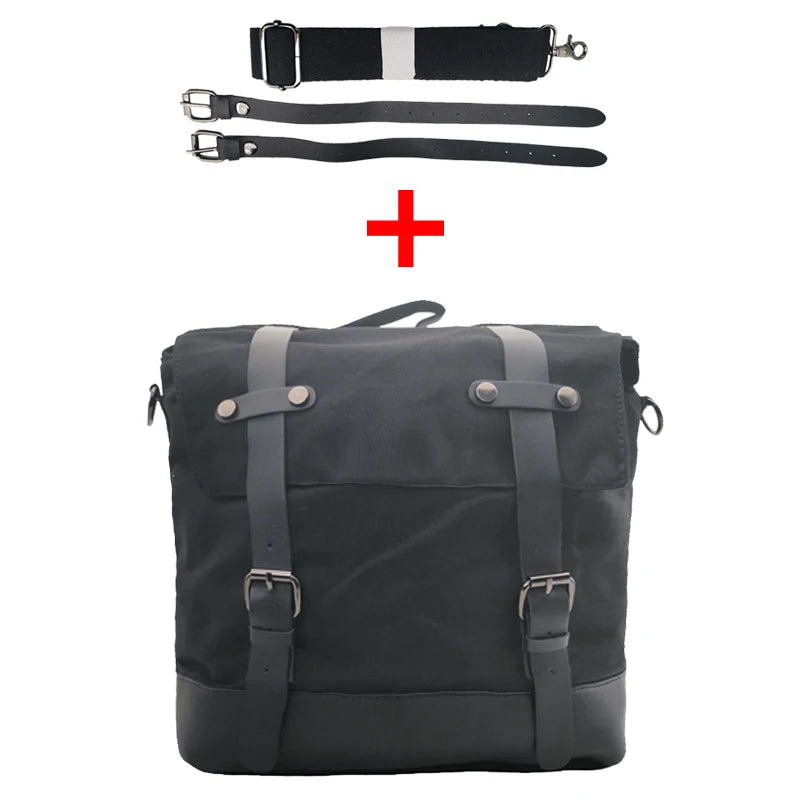 Waxed Canvas Motorcycle Saddlebag Waterproof Vintage Retro Side Bag - EXPROTAS