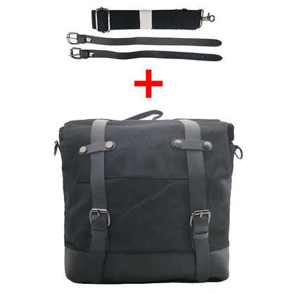 Waxed Canvas Motorcycle Saddlebag Waterproof Vintage Retro Side Bag - EXPROTAS