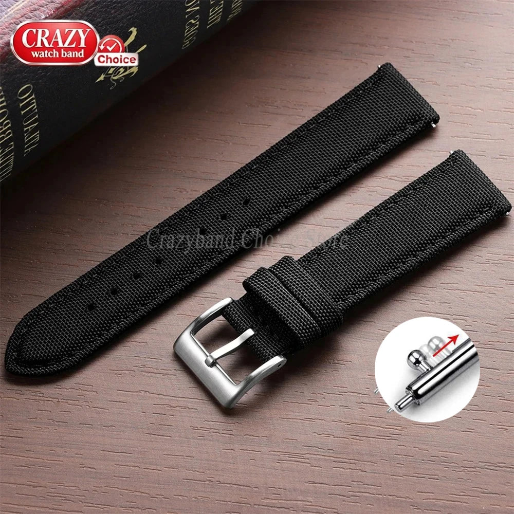 Watch Strap 20mm 22mm Nylon Quick Release Sailcloth Band for Men