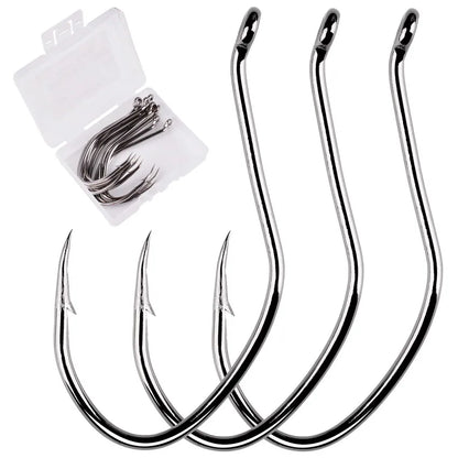 10Pcs Fishing Hooks Barbed Carbon Steel Circle Hook 6/0-10 Catfish Tackle