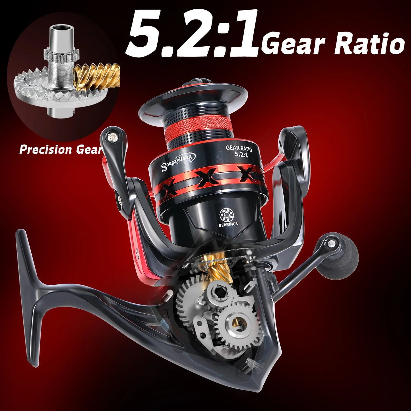 Spinning Fishing Reel 1000-7000 20kg Max Drag Metal Gear 5.2:1 Ratio