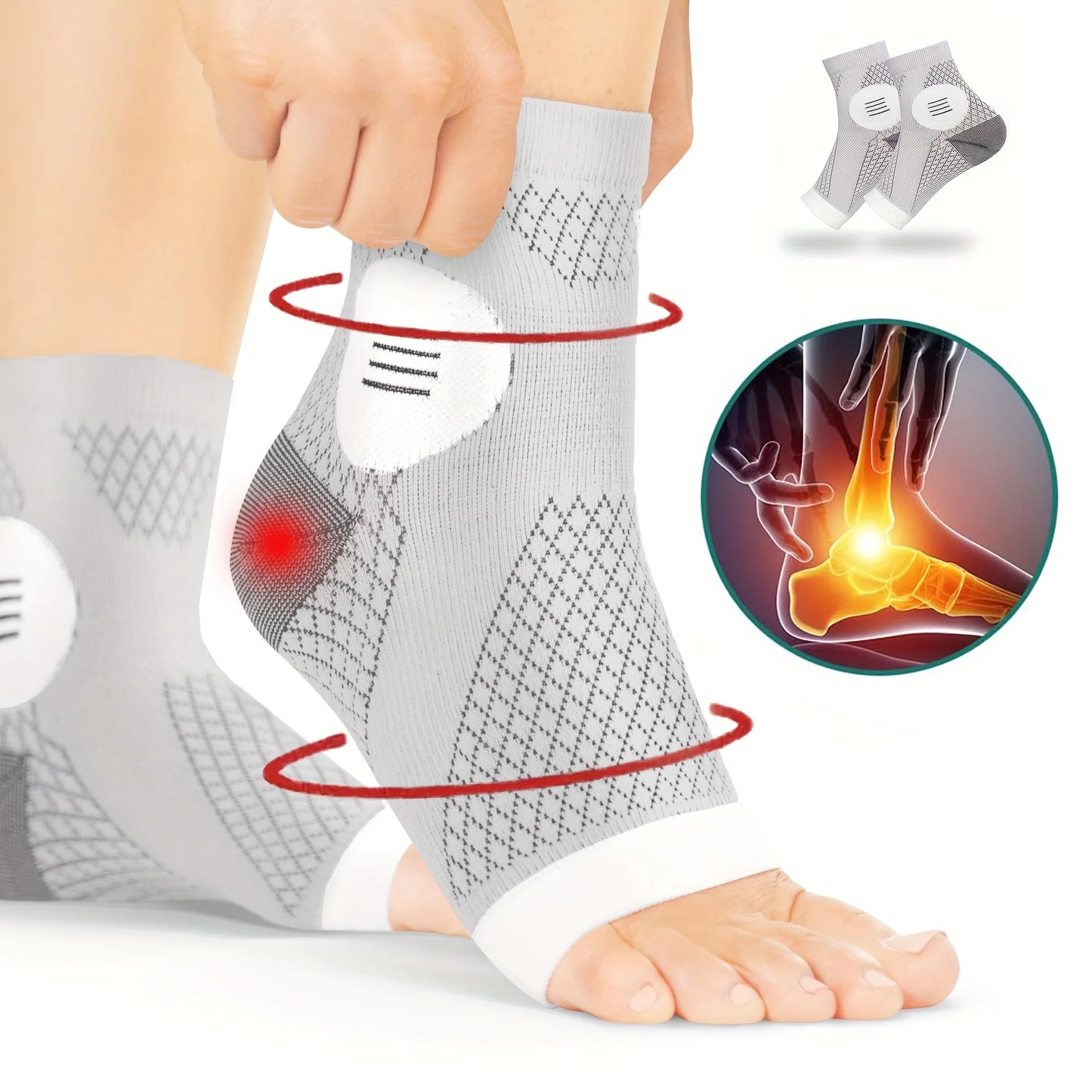 1 Pair Ankle Compression Socks Arch Support Open Toe Foot Sleeves