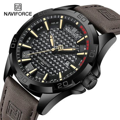 NAVIFORCE Men Casual Sport Military Quartz Calendar Wrist Watch for Man Business Leather Waterproof Male Clock Relogio Masculino-EXPROTAS