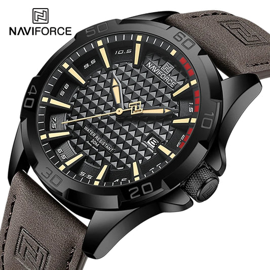 NAVIFORCE Men Casual Sport Military Quartz Calendar Wrist Watch for Man Business Leather Waterproof Male Clock Relogio Masculino-EXPROTAS