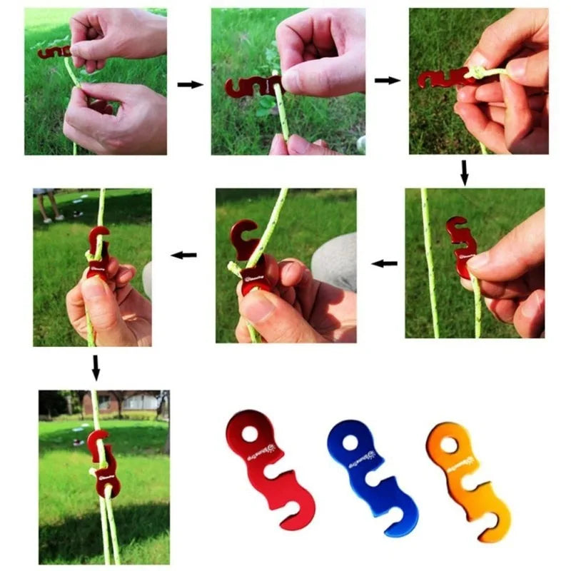 4PCS Reflective Tent Ropes with Buckles Windproof Camping Guy Lines Set