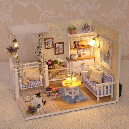 DIY Miniature Dollhouse 3D Puzzle Kit with Furniture & LED Lights Room Decor Gift - EXPROTAS