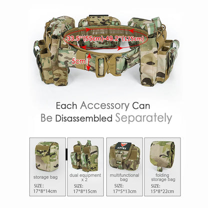 Tactical Battle Duty Belt Set w/ Pouches Airsoft Law Enforcement Utility Gear