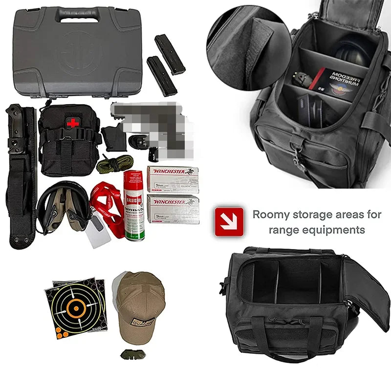 Gun Range Storage Bag Molle System Outdoor Hunting Accessory Nylon Gun Tactical Case Bags Pistol Tool Shoulder Pack Sniper Black-EXPROTAS