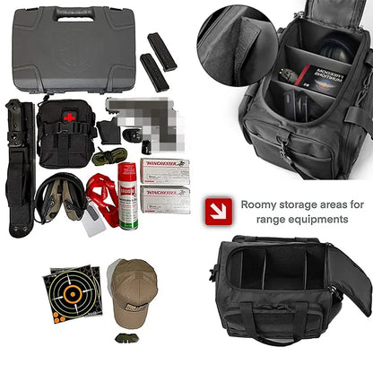 Gun Range Storage Bag Molle System Outdoor Hunting Accessory Nylon Gun Tactical Case Bags Pistol Tool Shoulder Pack Sniper Black-EXPROTAS