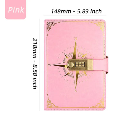 Retro Password Book A5 Lockable Notebook Diary Journal Travel Student