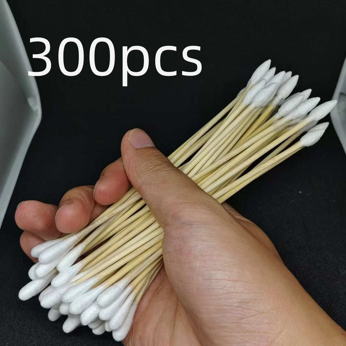 300PCS Cotton Swabs Pointed Tip Wooden Handle Precision Buds