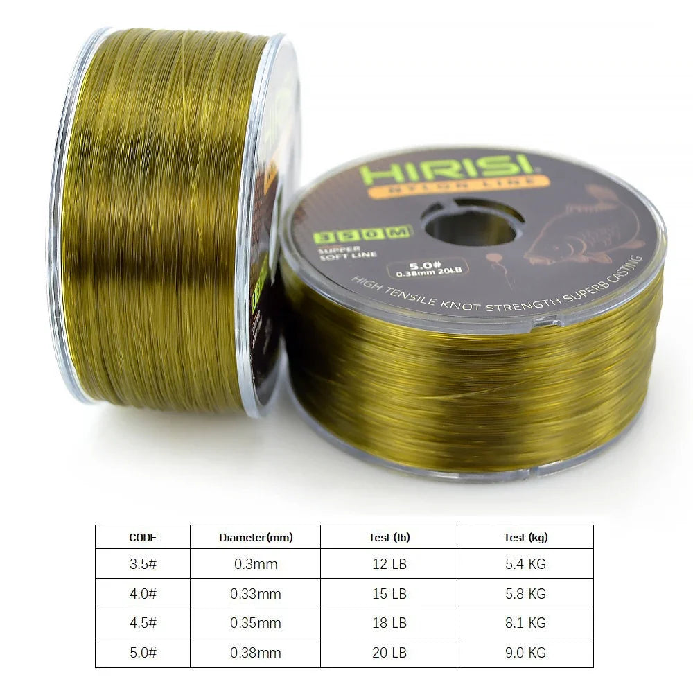 Hirisi 350m Super Strong Monofilament Nylon Carp Fishing Line Japan Made