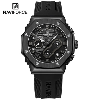 NAVIFORCE Fashion Couple Watches Casual Original Sport Silicone Strap Wristwatch for Lovers Auto Date Display Quartz Chronograph-EXPROTAS