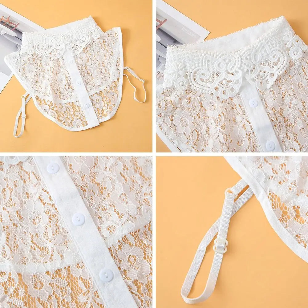 Shawl Wrap Lace Fake Collar Detachable Women Girls Lapel Half Shirt
