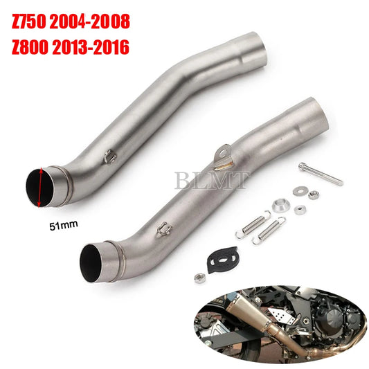 For KAWASAKI Z750 Z 750 2004 - 2008 Z800 Z 800 2013 - 2016 Years fits 51mm Motorcycle Exhaust Muffler Link Middle Tube Connect-EXPROTAS