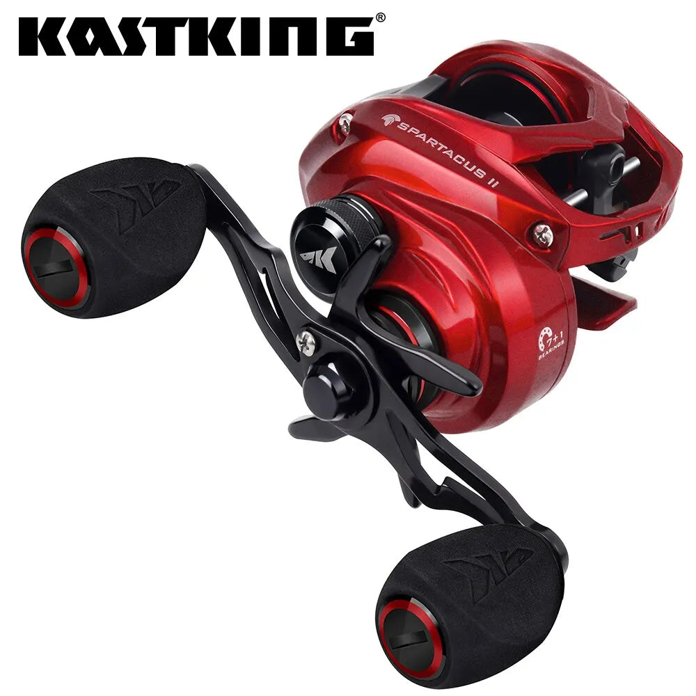 Red Baitcasting Reel KastKing Spartacus II 8kg Drag 7+1BB Fishing Reel