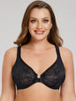 Women’s Front Closure Underwire Bra Unlined Full Coverage Lace