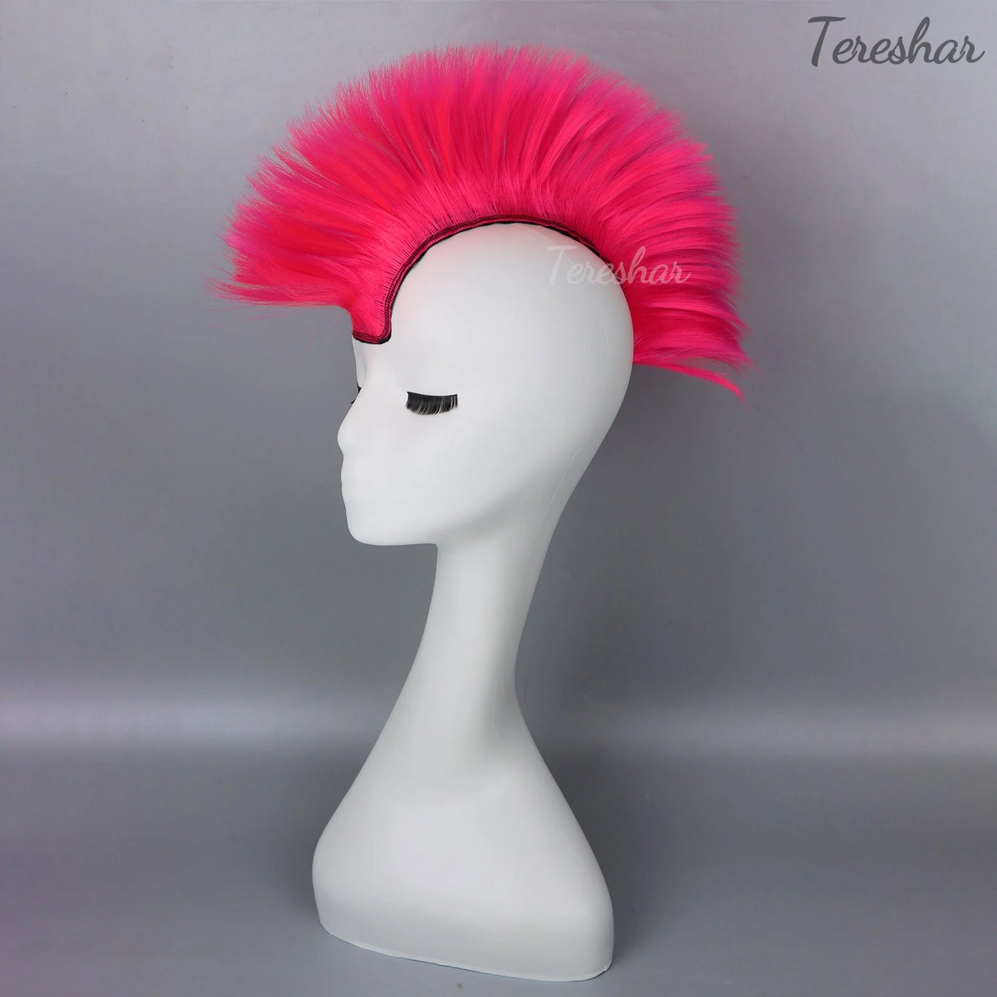 Helmet Mohawk Hair Patches Skinhead Adhesive Wig for Motorcycle Costume