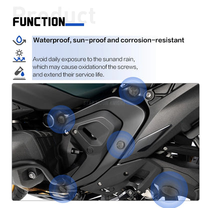 For BMW R1300GS GSA Frame Hole Cover Caps Decorative Plug Set