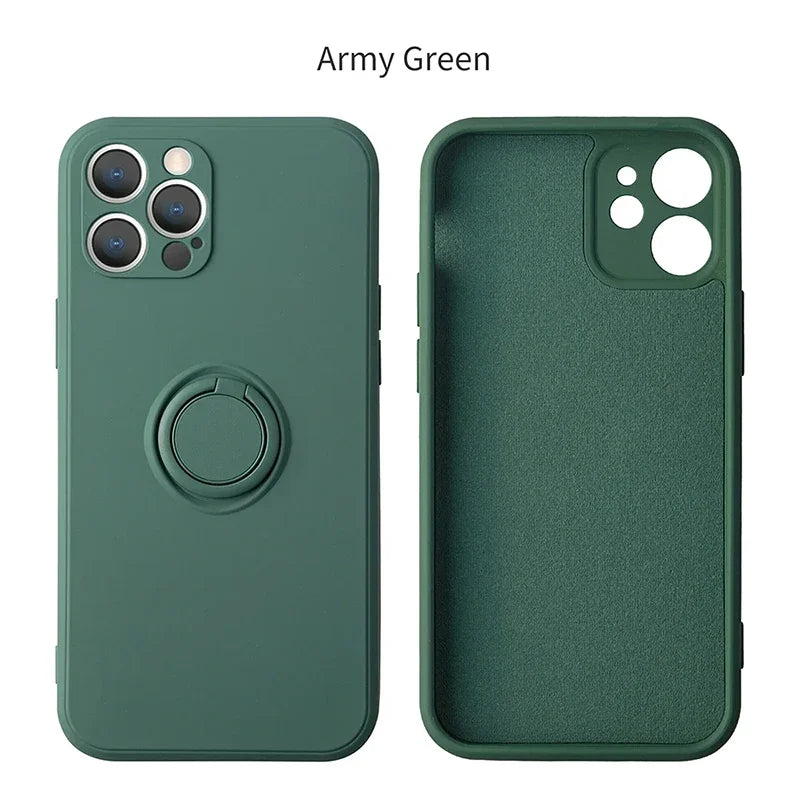 Magnetic Ring Silicone Phone Case for iPhone 11-17 Pro Max Plus Mini XR