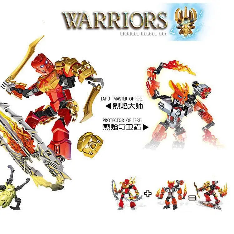 Superheroes Bionicle Golden Mask Robot Mecha Building Blocks Bricks Boys Toys