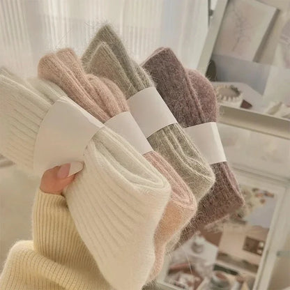 Winter Cashmere Wool Socks Women Thick Thermal Long Warm Boot Sox