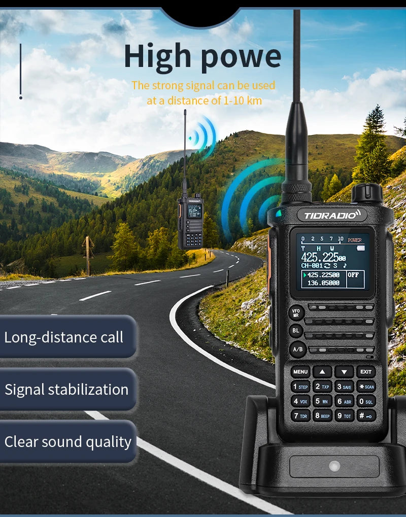 TIDRADIO 2nd Gen TD-H8 10W Professional Walkie Talkie Portable Long Range Radio Phone Wireless Programmable Search Repeaters-EXPROTAS