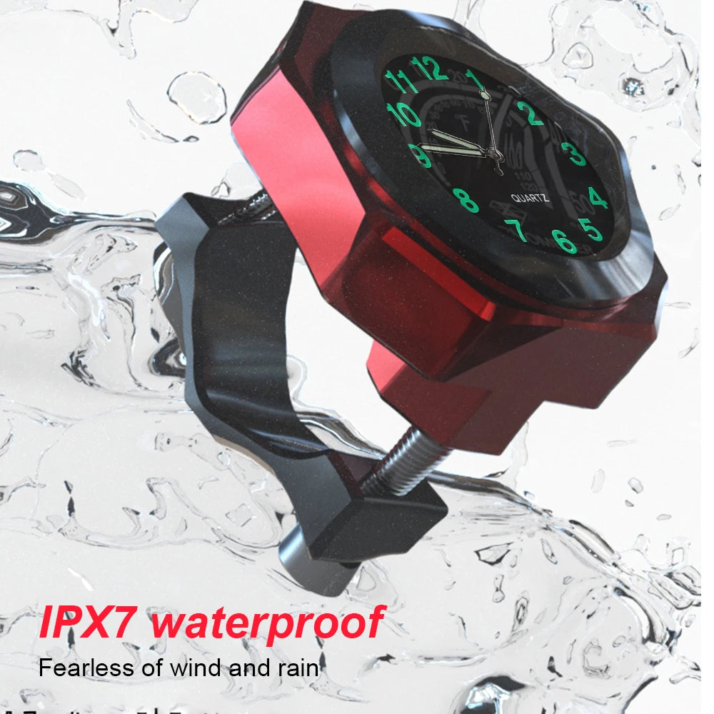Aluminum Motorcycle Clock Waterproof Mount Quartz Clock Watch Luminous Clock For 22-28mm Handlebar Styling Car Accessories-EXPROTAS