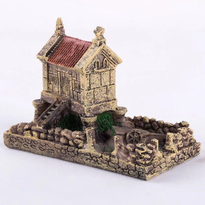 1PCS Mini House Model Resin Ornament for Garden Landscaping Decor