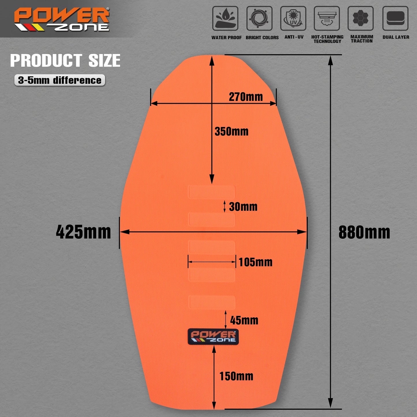 Waterproof Ribbed Gripper Seat Cover Anti-Slip for Powerzone SXF EXC KXF CRF