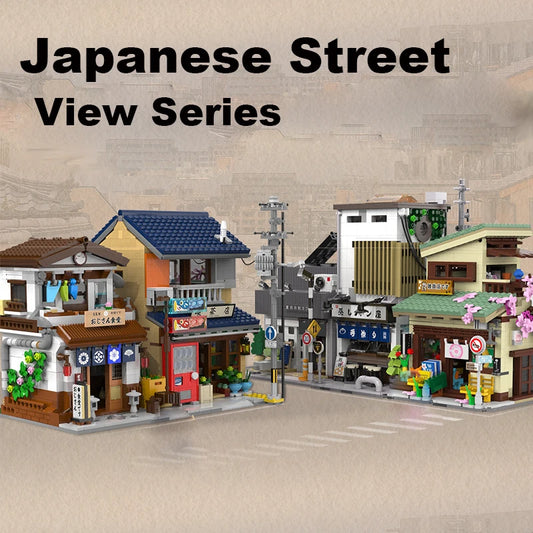 Cada LED City Japanese Street View Bricks Shop LED Japanese Steamed Bun House Architecture Building Blocks Summer Cafe Toys-EXPROTAS