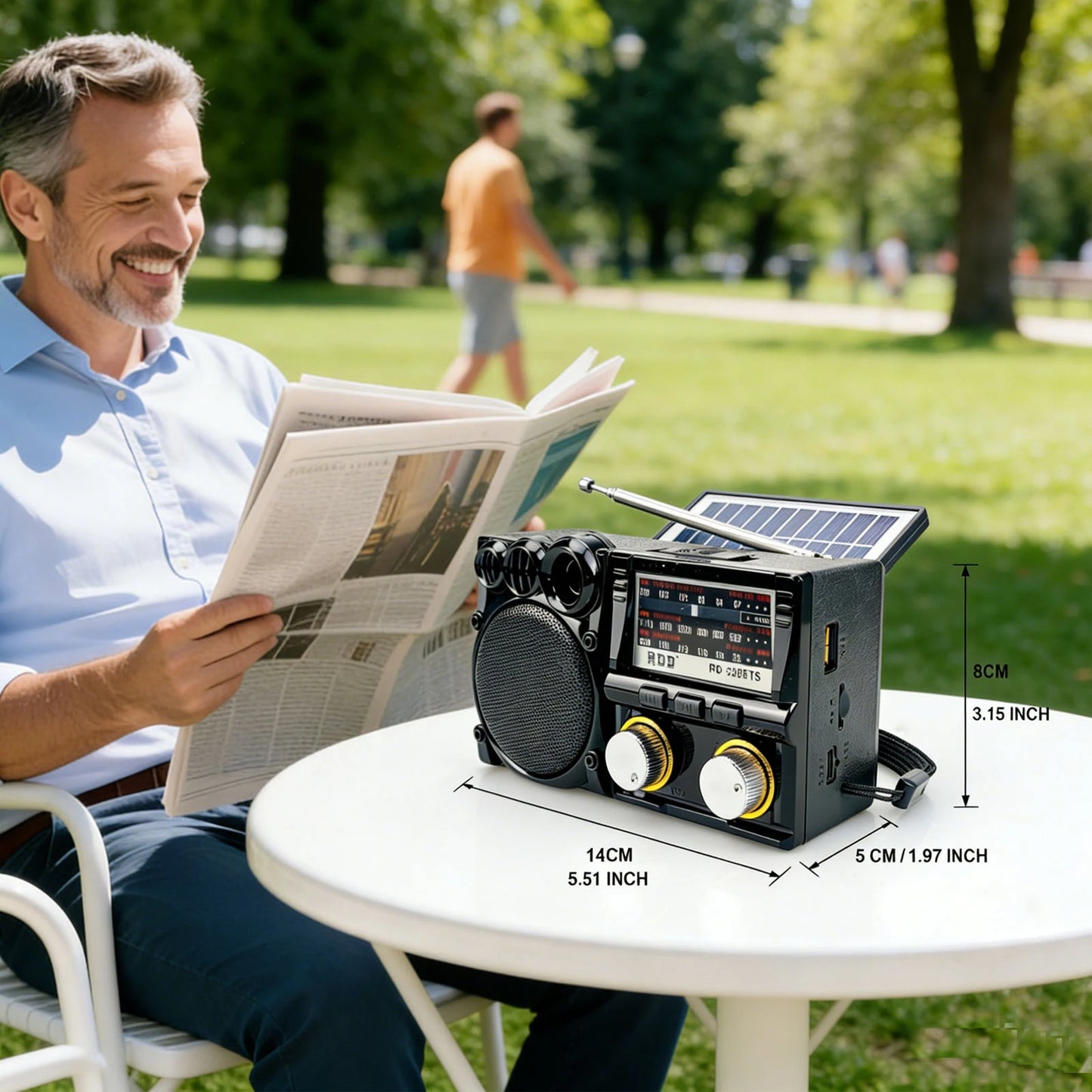 Portable Bluetooth Speaker Solar FM AM SW Radio Rechargeable Player