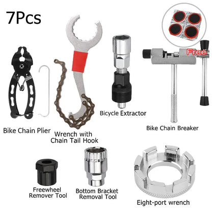 Bike Repair Tool Kit Chain Breaker Crank Puller Flywheel Remover Wrench