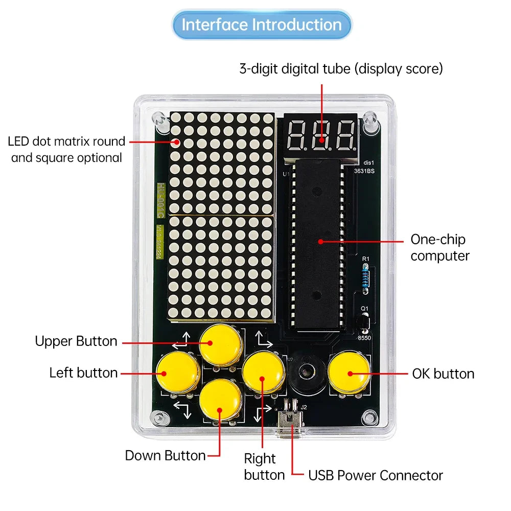 DIY Pixel Game Console 51 Single-Chip Soldering Machine Puzzle Electronic