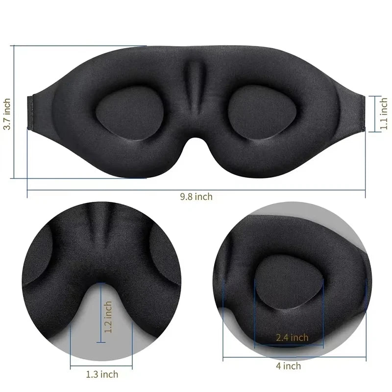 3D Eye Mask Blocking Light for Men Women Breathable Sleep Cover Black