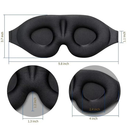 3D Eye Mask Blocking Light for Men Women Breathable Sleep Cover Black