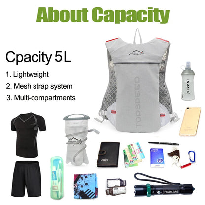 Outdoor Trail Running 5L Ultralight Backpack Hydration Jogging Vest Men Breathable Marathon Bicycle Bag Water Bottle 500ML-EXPROTAS