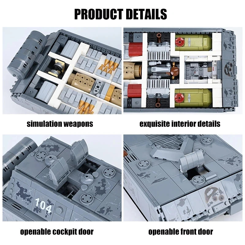 WW2 German Panzer Maus Heavy Tank Building Blocks Military Brick Toy Set