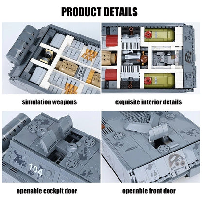 WW2 German Panzer Maus Heavy Tank Building Blocks Military Brick Toy Set