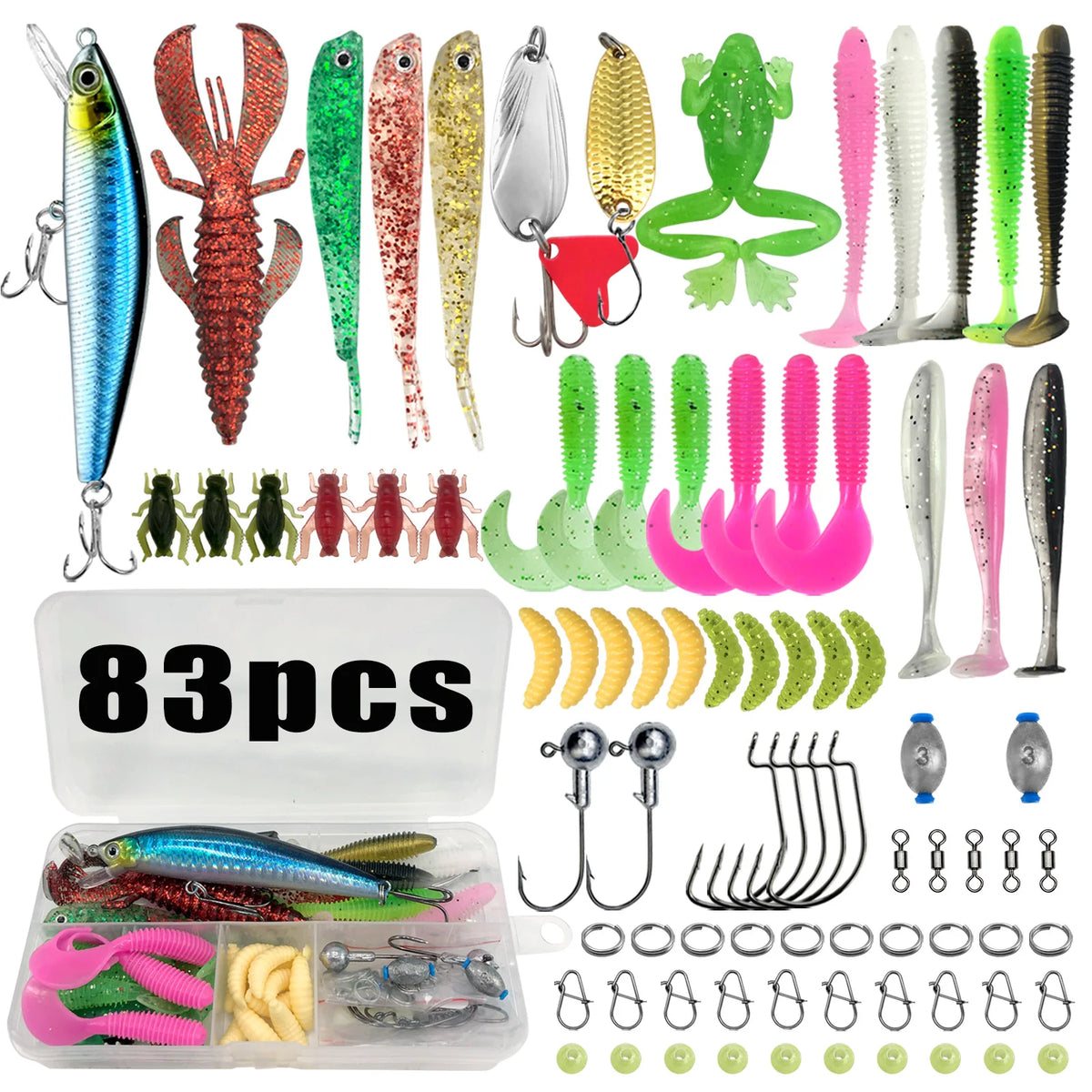 409Pcs Fishing Lure Tackle Box Set for Bass Trout Pike Layered Storage