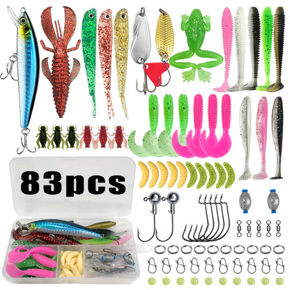 409Pcs Fishing Lure Tackle Box Set for Bass Trout Pike Layered Storage