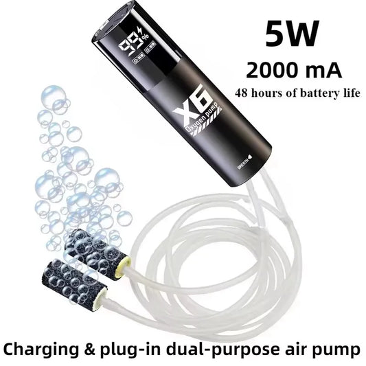 2400mAh USB Aquarium Fish Tank Oxygen Pump Portable Rechargeable Aerator