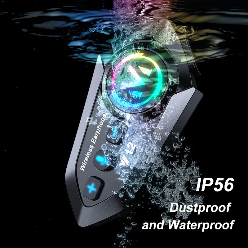 Y12 Motorcycle Helmet Bluetooth Headset Dual Mic FM Radio Waterproof Speaker