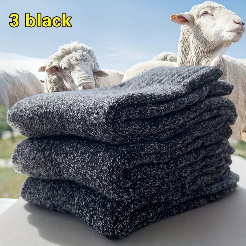 3/5 Pairs Thick Towel Mid-Calf Warm Socks for Winter Snow Boots