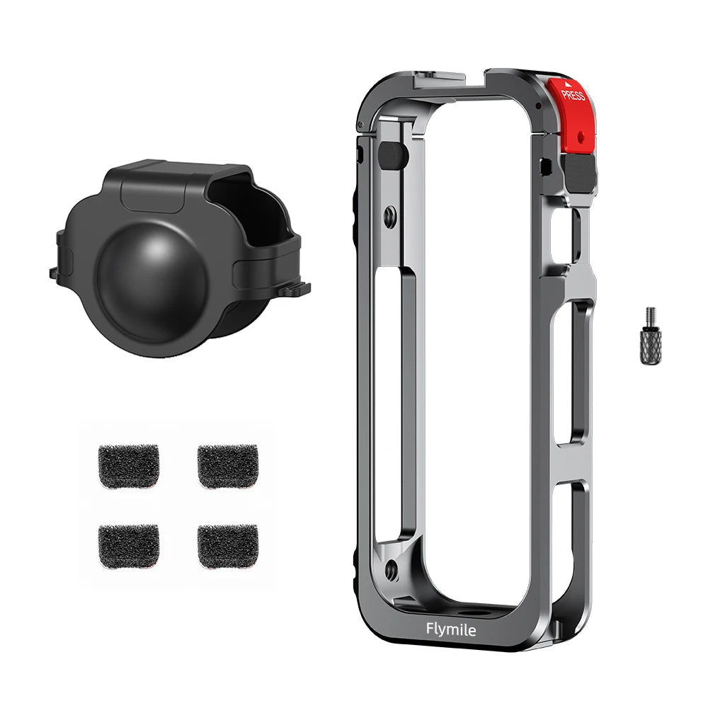 Flymile X5 Metal Cage Case for Insta360 X5 Aluminum Frame Lens Cover
