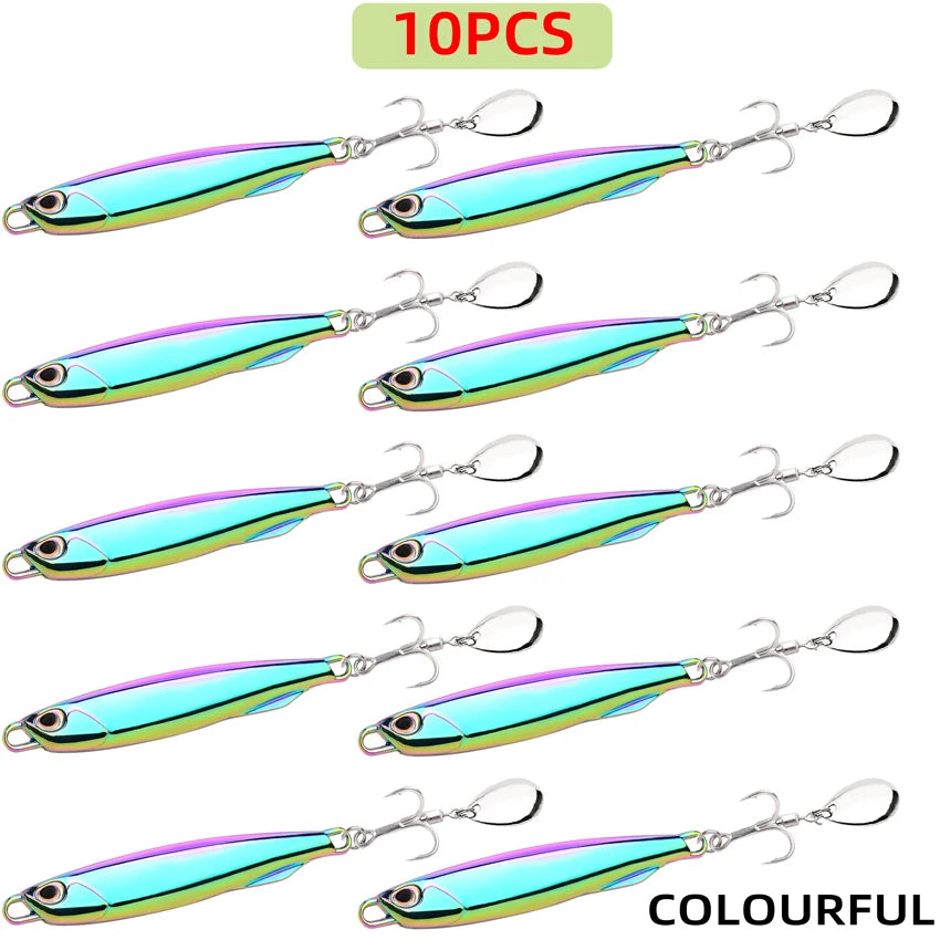 10pcs Fishing Lure Metal Jig Baits Sea Saltwater Casting Tackle 7g-80g