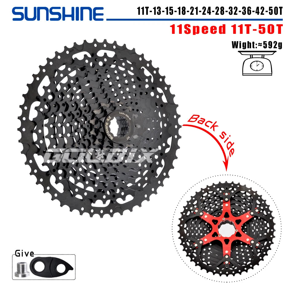 SUNSHINE MTB Cassette Shimano HG 8–12 Speed Wide Range Black Sprocket - EXPROTAS