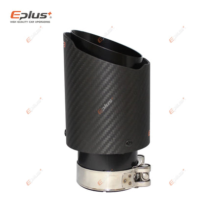 EPLUS Matte Carbon Fiber Exhaust Tip Black Stainless Straight for Akrapovic