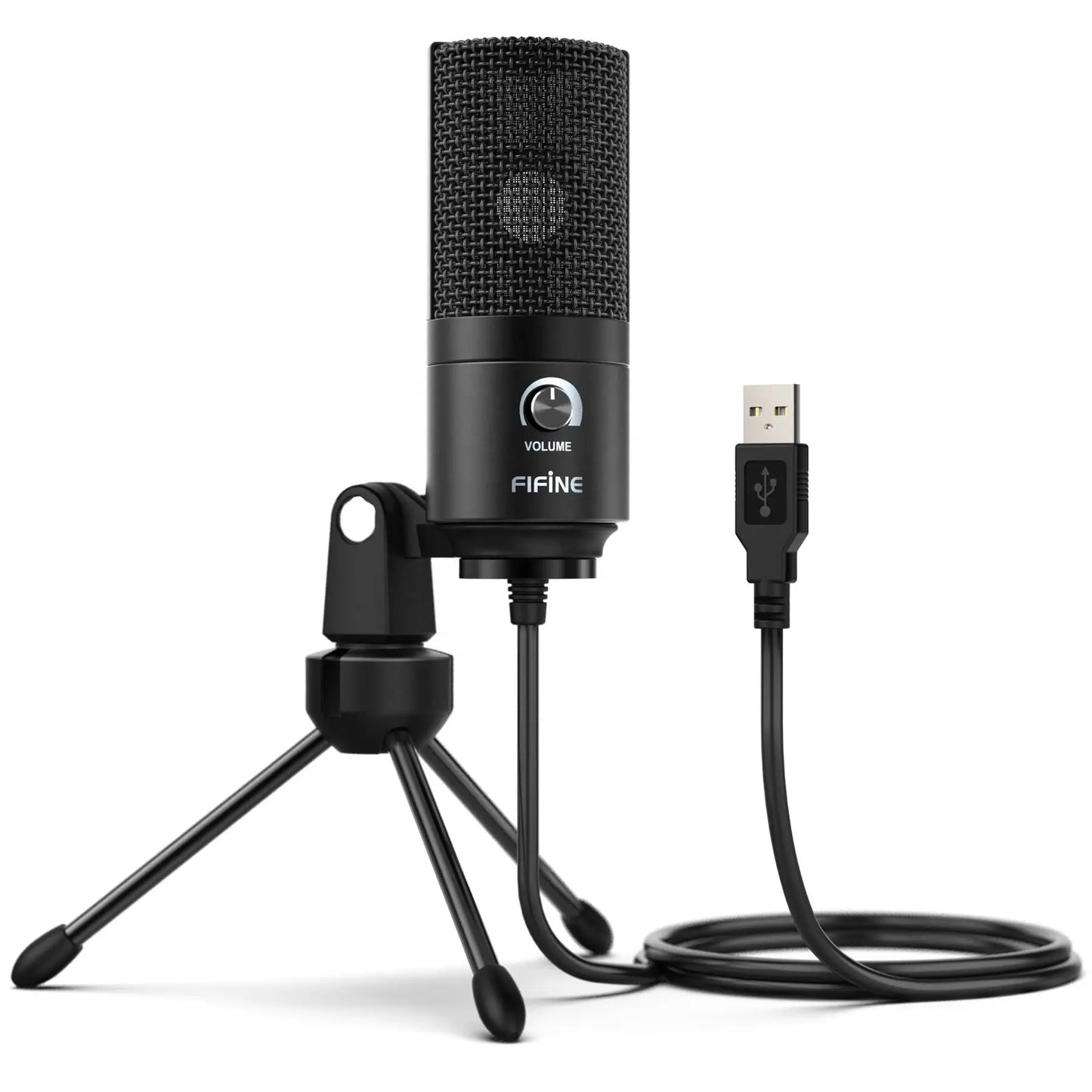 FIFINE K669 USB Condenser Microphone with Gain Knob Metal Recording Mic for PC Laptop