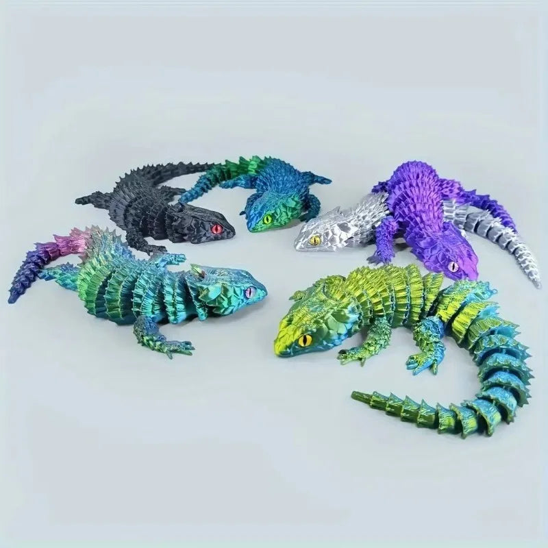 Creative Desk Plants 3D Printed Lizard Statue Ornament for Rockery Fish Tank